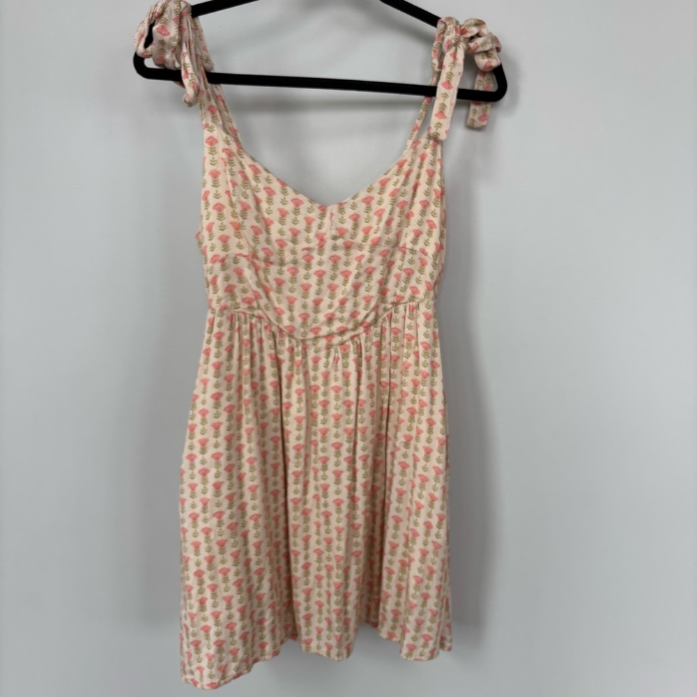 saltwater LUXE Cream Mini Dress with Pink Floral Ties